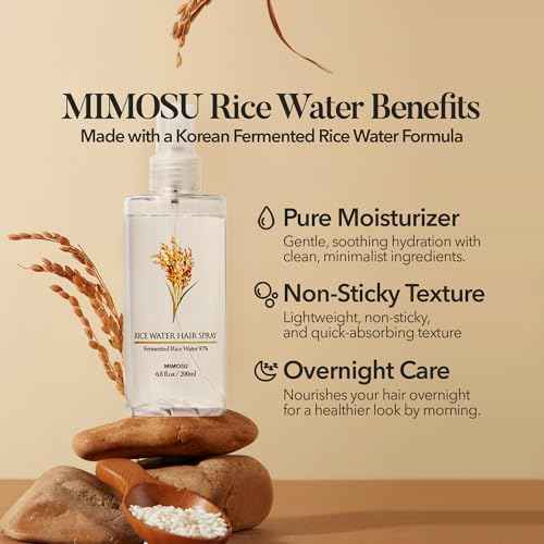 mimosu 97% Rice Water Hair Growth Spray - Fermented Rice Water & Biotin Serum, PHA Toner, Korean hair care Formula, 6.8fl.oz