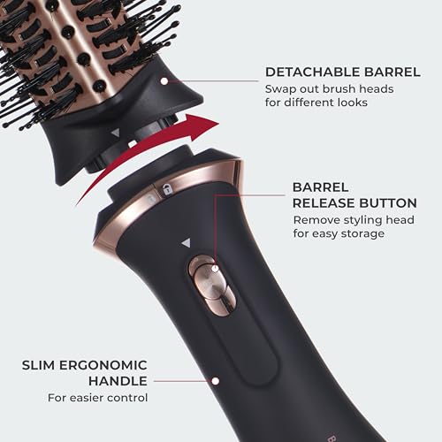 KISS Volume & Style Boosting 2-in-1 Air Brush, Interchangeable Ceramic Waterdrop & 1.5¡± Round Brush Head, Maximum Root Boosting Hair Dryer, 4 Heat Settings, Tangle-Free Bristles, 360¡Æ Swivel Cord