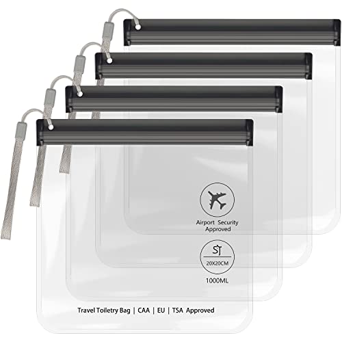 4-Pack Clear TSA Toiletry Bags Quart Size Leakproof Travel