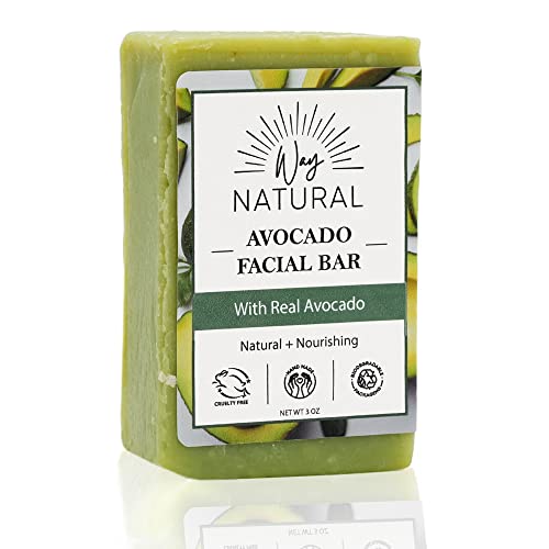 Way Natural Real Avocado Facial Bar - Unscented Goat Milk Soap Bar - Face/Hands/Body Bar Soap - Nourishing, Gently Exfoliating Face Soap Bar - Organic Goat Soap, 1 Bar (3oz)