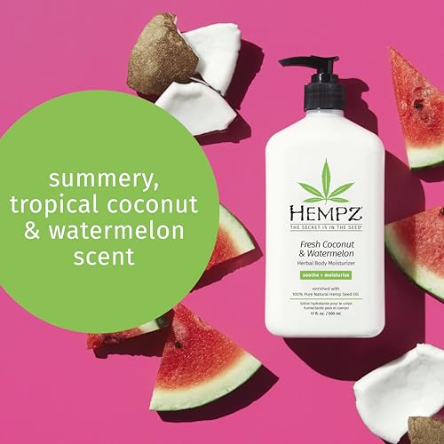 Hempz Original Herbal Body Moisturizer + Fresh Coconut & Watermelon Moisturizer + Blushing Grapefruit & Raspberry Cr?me Herbal Body Moisturizer, 17 Fl Oz, 3 Pack Bundle ? Vitamin Infused Lotion