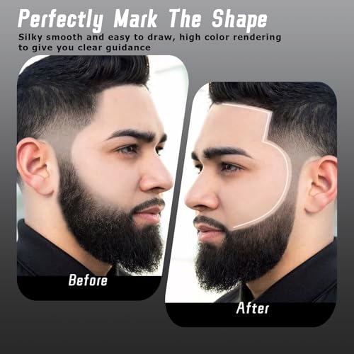 Noerrors 12Pcs White Barber Pencil Set for Lineup Magic Hairline Pencils Beard Guide Pen Barber Chalk for Beard Hair Design Rotatable Retractable Edge Hair Trace Shaping Makeup Tool for Men