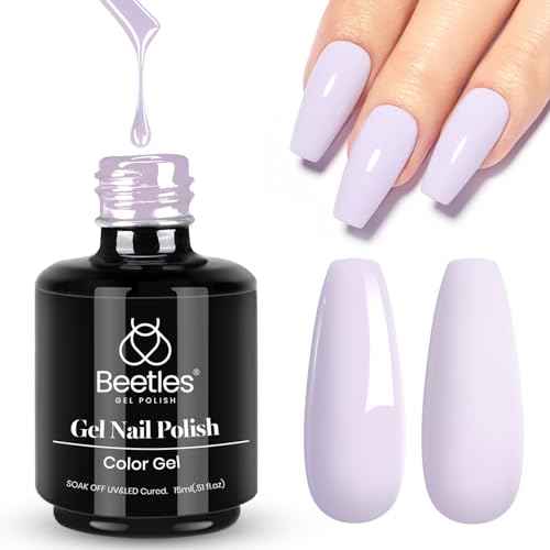 beetles Gel Polish 15ml Lilac Purple Nail Gel Soak Off Uv LED Nail Lamp Gel Polish Nail Art Manicure Salon DIY Home Solid Color Gel Gift for Women Girls