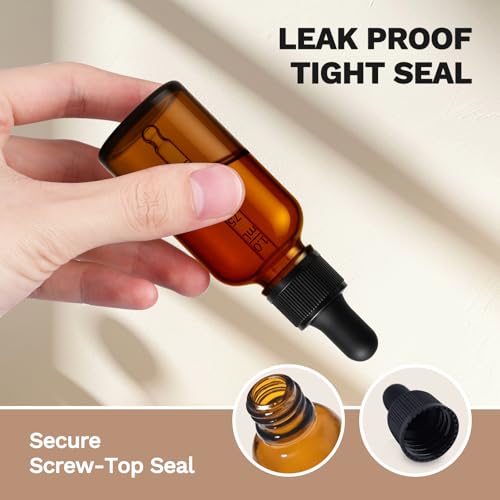 2 Pack 1 oz Amber Glass Dropper Bottles with Funnel & Labels