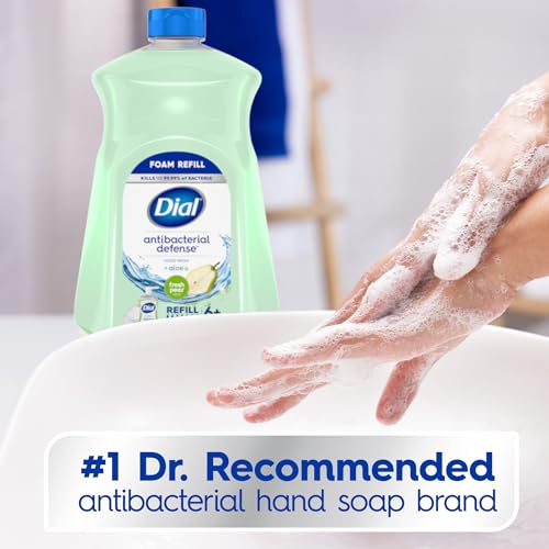 Dial Antibacterial Foaming Hand Soap Fresh Pear Refill 52 fl oz, Antibacterial Liquid Hand Soap White Tea 11 fl oz (Pack of 4)