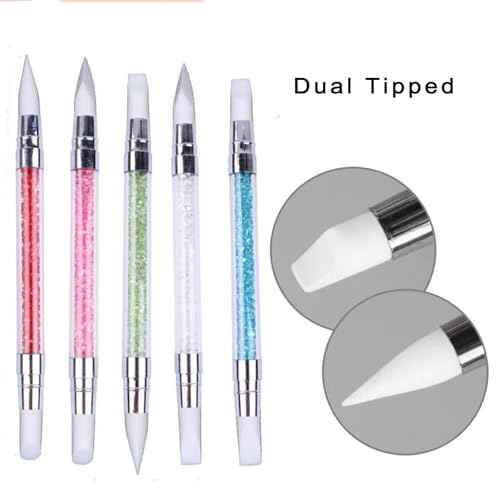 5 Pcs Nail Art Sculpture Pen Dual Tipped Silicone Nail Tools Nail Art Silicone Brushes for Design Nail Carving Drawing Shaping Effect