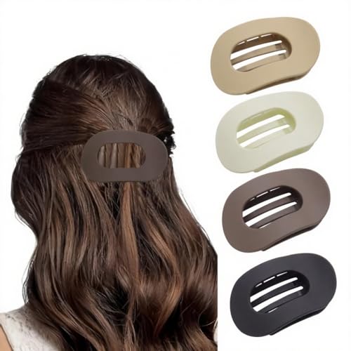 4 Pack French Claw Hair Clips for Women – Matte Oval, Non-Slip Strong Hold
