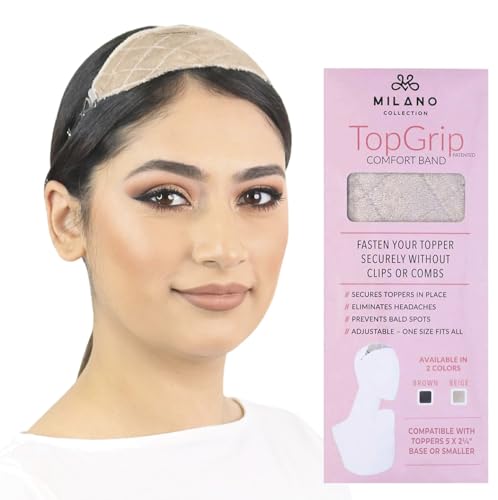 Milano Collection Glueless Top Grip Headband for Hair Topper & Wiglets, Beige