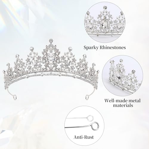 Lunimbus Silver White Princess Tiara for Women Bridal Party Wedding Crown - Crystal Headband