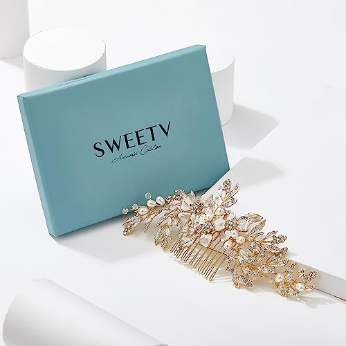 SWEETV Handmade Bridal Hair Comb with Rhinestones