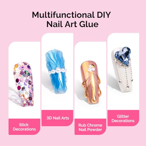 MelodySusie Rhinestone Glue Gel 8ml*2 with Brush for Nail Gems & Charms - Long Lasting