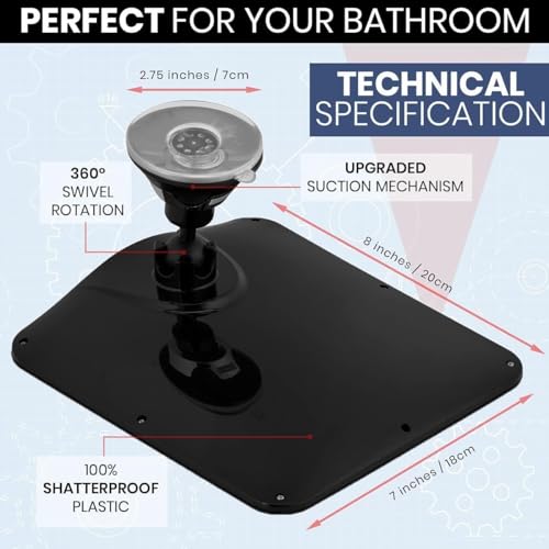 Mirrorvana Dual Anti Fog Shower Mirror 8x7 Black