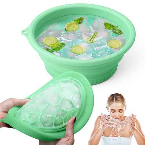 Palksky Face Bowl for Ice with Built-In Icetray, Silicone Ice Facial Folding Washbasin, Facial Plunge Bowl, Face Icebath at Home