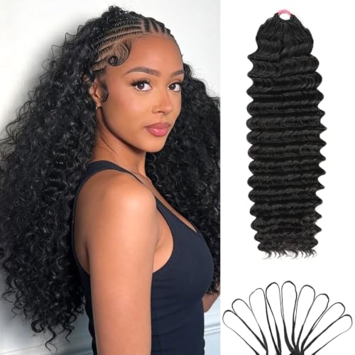 Human Crochet Hair Deep Wave 22 Inch 120g Extensions