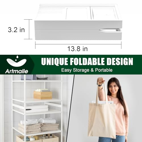 Artmalle Foldable Bamboo Bathtub Caddy Tray – Expandable