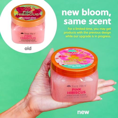 Tree Hut Pink Hibiscus Sugar Body Scrub 18 oz – Exfoliating, Vegan