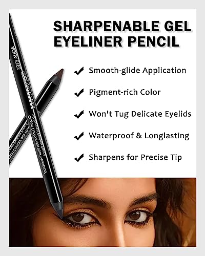 Gel Eyeliner Pencil Set - 3Pcs Waterproof Brown Liner
