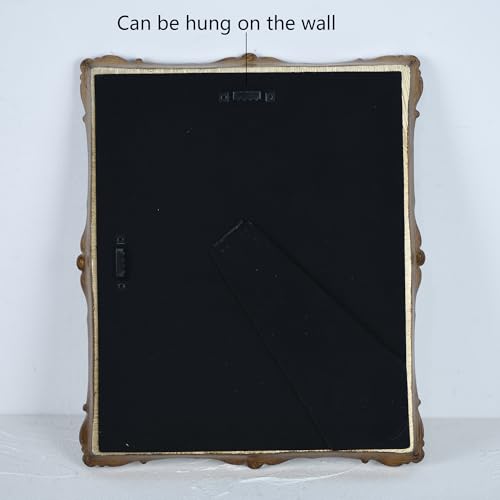 Antique Gold Wall Mirror 12 x 10 Inches - Freestanding or Wall Mount Decor