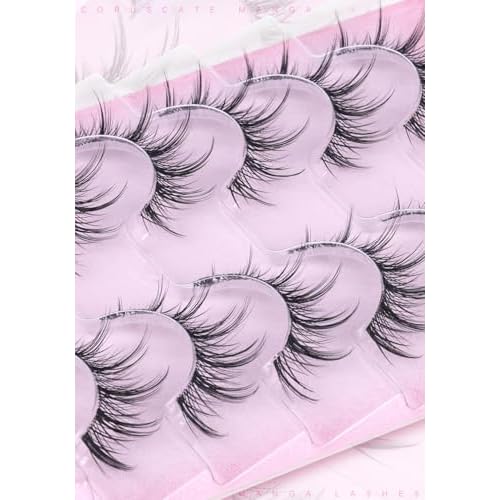 Natural Look Eyelashes Manga Lashes Clear Band False Eyelashes 15mm Lash Strips Aisan Anime Fake Eyelash Look Like Lash Extension Spikes Lashes Wispy by CORUSCATE