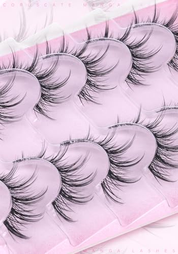 Natural Anime Eyelashes 15mm Clear Band Wispy Spiky Lashes