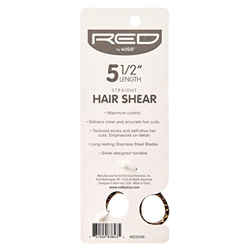 Red by Kiss Straight Hair Cut Shear, Ergonomic Design, Light Weight (Hair Shear, 5.5") No Extra Maintenance Needed