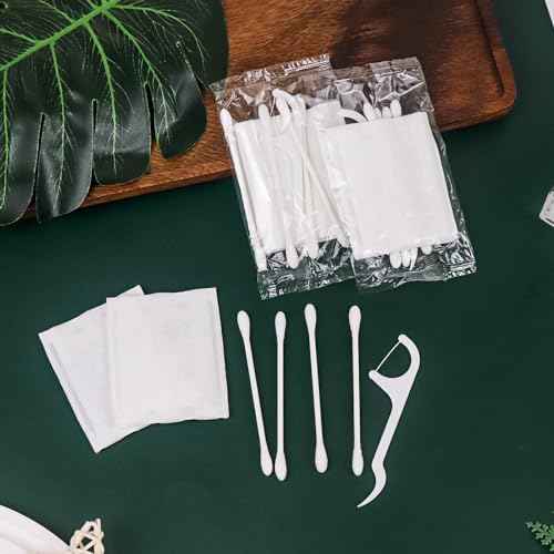 100 Pack Hotel Vanity Kit Individually Wrapped, Bulk Hotel Amenities Kit, Hospitality Set, Amenities Hotel Vanity Set Hygiene Products Include Cotton Pads, Cotton Swabs, Dental Floss Picks