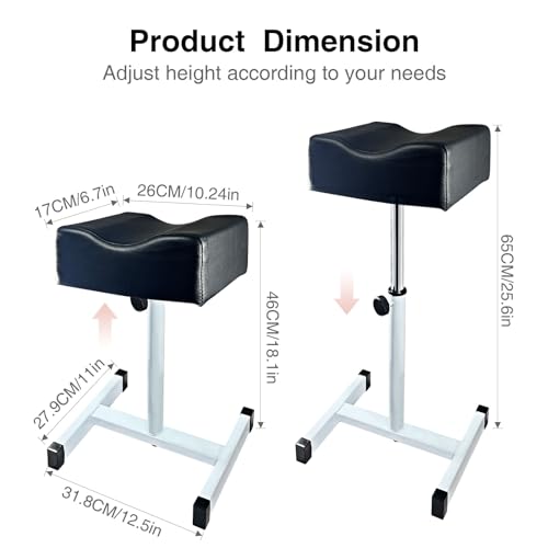 Pedicure Foot Rest,Height Adjustable Pedicure Chair,Non-Slip Pedicure Stool for Massage Office or Home,Black