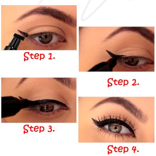 Eyeliner Stamp Double-sided Liquid Winged Eyeliner Pencil Smudgeproof Long Lasting 2 Pcs Black