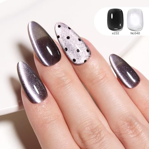 Beetles Lunar Silk Silver Cat Eye Gel Nail Polish 15ML Glitter Effect - Velvet Silver Variation