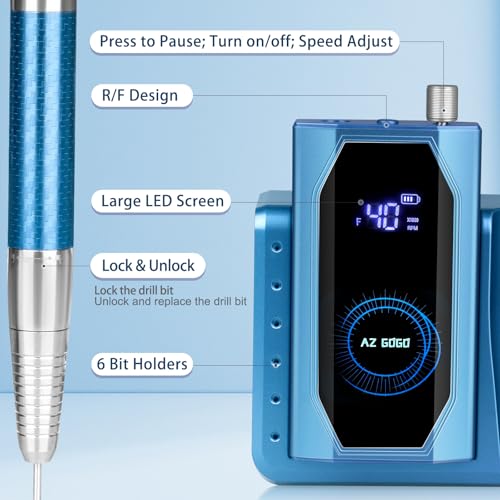 Professional Brushless Nail Drill 40000RPM Cordless