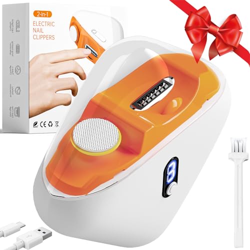Electric Nail Clipper with LED Light, 3 Speeds & Nail Polishing