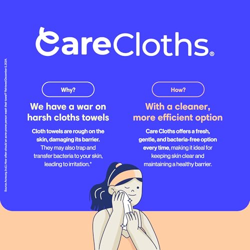 Carecloths Ultra Deluxe Disposable Face Towel, Fragrance & Lint-Free, 100% Biodegradable, Cloths Like Feel, 50ct, MAXI Size 10" x 12"