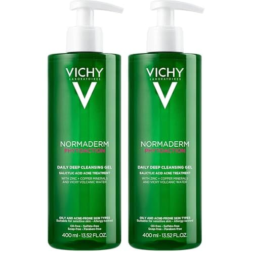 VICHY Normaderm Daily Acne Face Wash, Salicylic Acid Face Cleanser for Oily & Acne Prone Skin, Acne Cleanser that Clears Clogged Pores and Blackhead