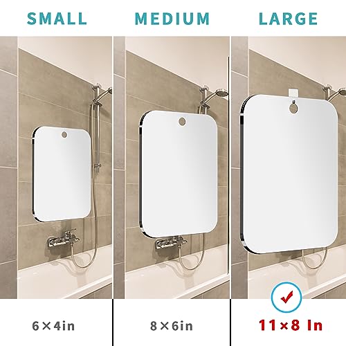 Fogless Shower Mirror for Shaving - 11x8 Inch Shatterproof Design