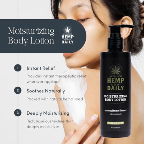 Premium Hemp Daily Ultra-Moisturizing Body Lotion - Face Moisturizer & Hand Cream - Dry Skin Care Cream with Hemp Seed & Essential Oils - Sandalwood - 8oz (Pack of 1)