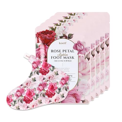 Koelf Rose Petal Satin Foot Mask (5 Pairs) - Intensive Nourishing Foot Socks