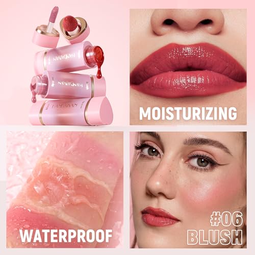 Double-headed Mousse Liquid Blush, Liquid Blush Beauty Wand with Sponge Tip Easy to Apply for a Natural Radiant Look, Matte Silky Texture, Long-Lasting