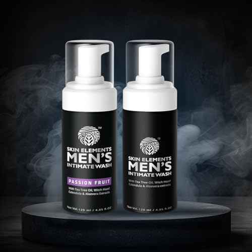 Skin Elements Men's Intimate Wash Combo | Pack of 2 | Jabon Intimo Hombre | Tea Tree Oil + Passion Fruit | pH Balanced Foaming Wash | Soothes, Refreshes & controls Bad Odor | (240 ml)