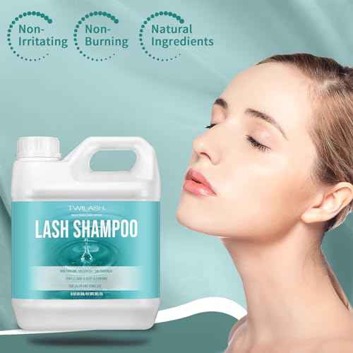 Lash Shampoo Bulk, Eyelash Cleanser for Extensions 2 Liters, Dispenser Pump, Safe Makeup Remover, Non-irritating or Burning Eyelid Foaming Cleanser for Professional Salon and Home Use (Unscented-2L)