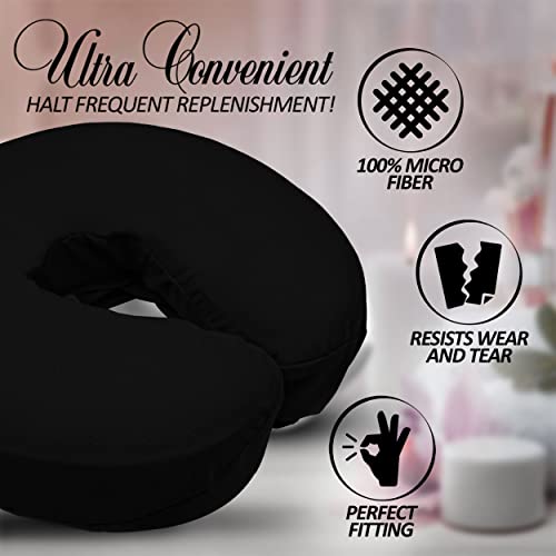London Linens Microfiber Massage Table Face Cradle Covers - 4 Pack (Black)