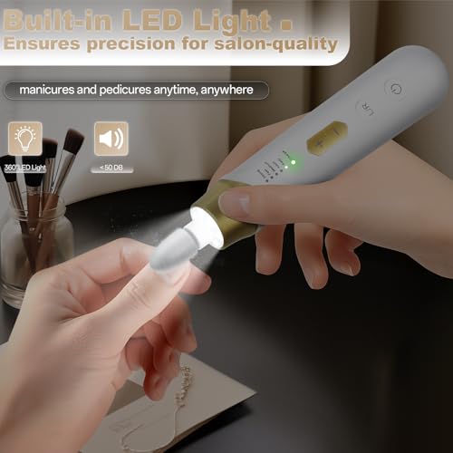Golden Electric Nail Drill File Kit 2000mAh Cordless Rechargeable Manicure Pedicure