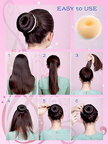 Hair Bun Maker，Hair Doughnut Shaper（ 2 Small,2 Medium,2 Large ）Hair Doughnut Sock Bun For Girl (Golden)