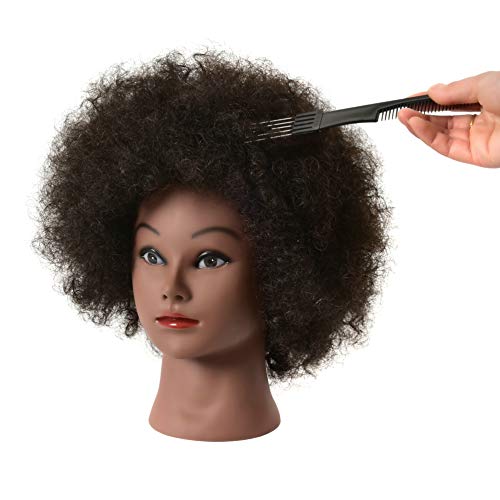FUTAI Kinky Curly Mannequin Head 100% Human Hair with Stand