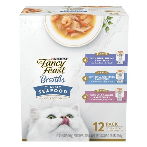 Fancy Feast Broth Lickable Wet Cat Food Variety Pack 12 Pouches