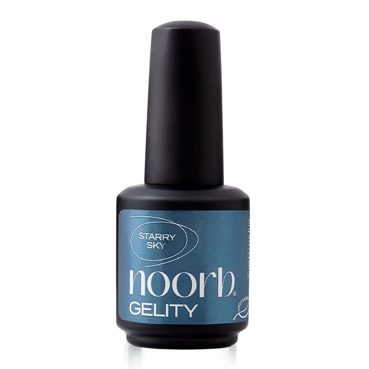 noorb beauty Glitter Blue Gel Polish, Natural Gel Nail Polish with Organic Pigments, Soak Off UV Nail Gel Polish Dark Pearl Blue Color