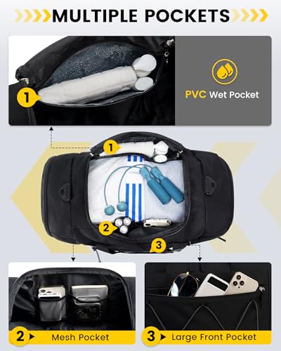 Vorspack 21" Gym Duffel Bag with Shoe Compartment & Wet Pocket