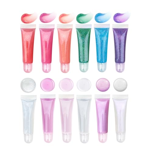 M&U Glitter Lip Gloss Set 12pc with Case - Kids Makeup