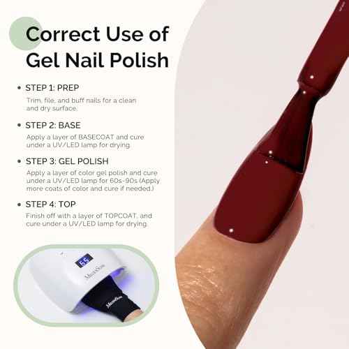 MelodySusie Hema Free Gel Nail Polish, 0.5 Fl Oz Thick Garnet Red Gel Polish, Non-Toxic, Long Lasting, Soak Off UV Nail Polish, Manicure Nail Design Salon DIY Nail Art at Home B3801