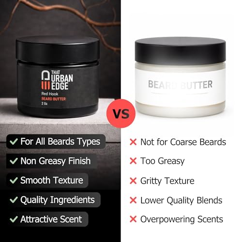 Urban Edge That Beard Butter for Black Men & All Beard Types ? Anti-Itch Beard Moisturizer & Softener with Shea Butter & Argan Oil ? Beard Balm & Cream Conditioner Alternative ? Red Hook Scent ? 2 oz