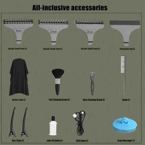 Multifunctional Hair Clipper with LED Screen, Cordless Rechargeable Beard Trimmer, Body Groomer with 10 Accessories for Men Women Home Travel Use